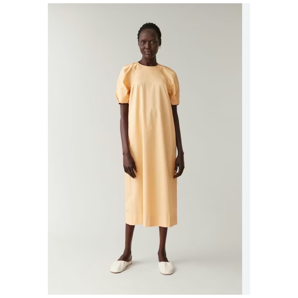 COS Puff Sleeve Midi Dress 12 Yellow - Picture 8 of 8